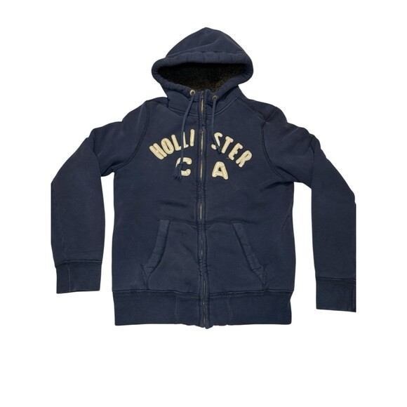 Vintage Hollister Strands Point Faux Fur Lined Full Zip Jacket Hooded Large Y2K - Picture 1 of 8